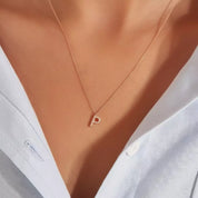 P Harf 0.08 CT Pırlanta Taşlı Rose Altın Kolye