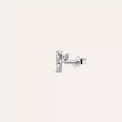 P Harf Pırlanta Taşlı Beyaz Altın Tek Küpe