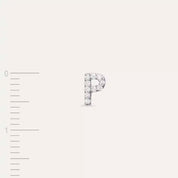 P Harf Pırlanta Taşlı Beyaz Altın Tek Küpe