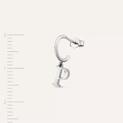 P Harf Pırlanta Taşlı Beyaz Altın Tek Küpe