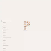 P Harf Pırlanta Taşlı Rose Altın Tek Küpe