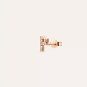 P Harf Pırlanta Taşlı Rose Altın Tek Küpe