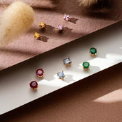 Paio Light Blue Safir Taşlı Rose Altın Küpe