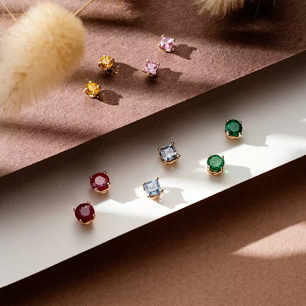 Paio Light Blue Safir Taşlı Rose Altın Küpe