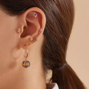 Paio Light Yellow Safir Taşlı Rose Altın Küpe