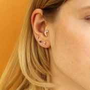 Paio Safir Taşlı Beyaz Altın Küpe