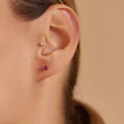 Paio Yakut Taşlı Rose Altın Küpe