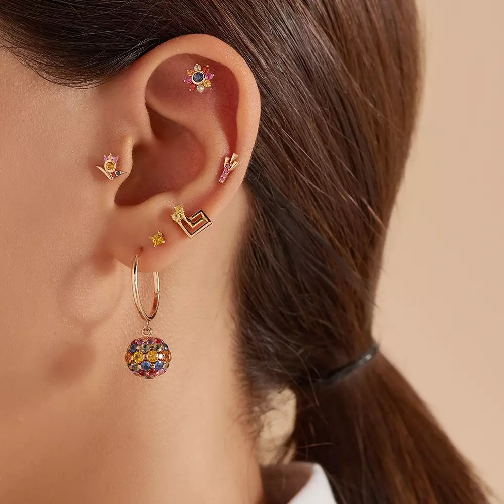 Paio Yellow Safir Taşlı Rose Altın Küpe