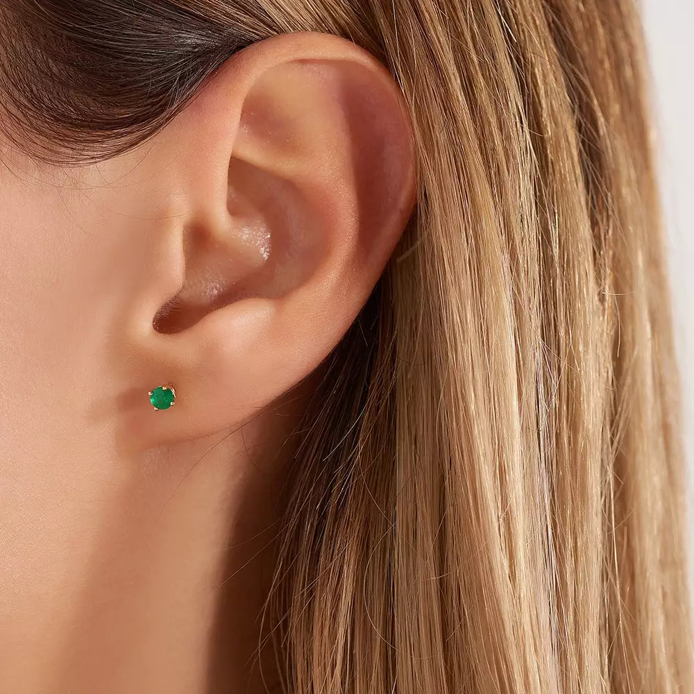 Paio Zümrüt Taşlı Rose Altın Küpe