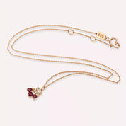 Pathy Baget Kesim Pırlanta ve Yakut Taşlı Rose Altın Kolye