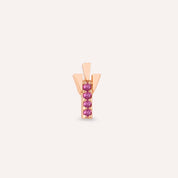 Peace Pink Safir Taşlı Rose Altın Piercing