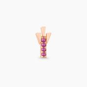 Peace Pink Safir Taşlı Rose Altın Piercing