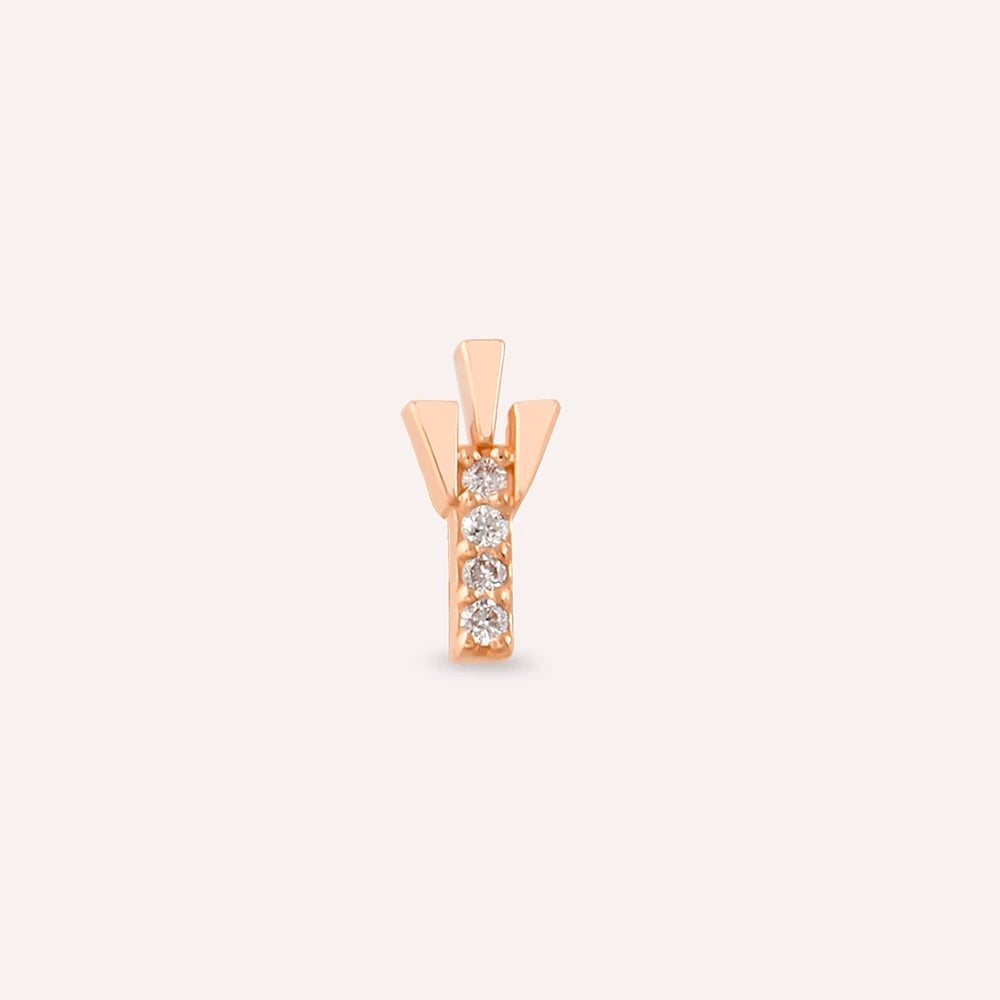 Peace Pırlanta Taşlı Rose Altın Piercing