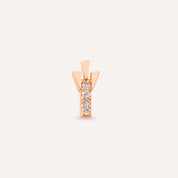 Peace Pırlanta Taşlı Rose Altın Piercing