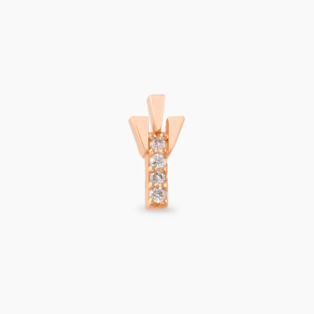 Peace Pırlanta Taşlı Rose Altın Piercing