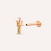Peace Sarı Safir Rose Altın Piercing