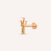 Peace Sarı Safir Rose Altın Piercing