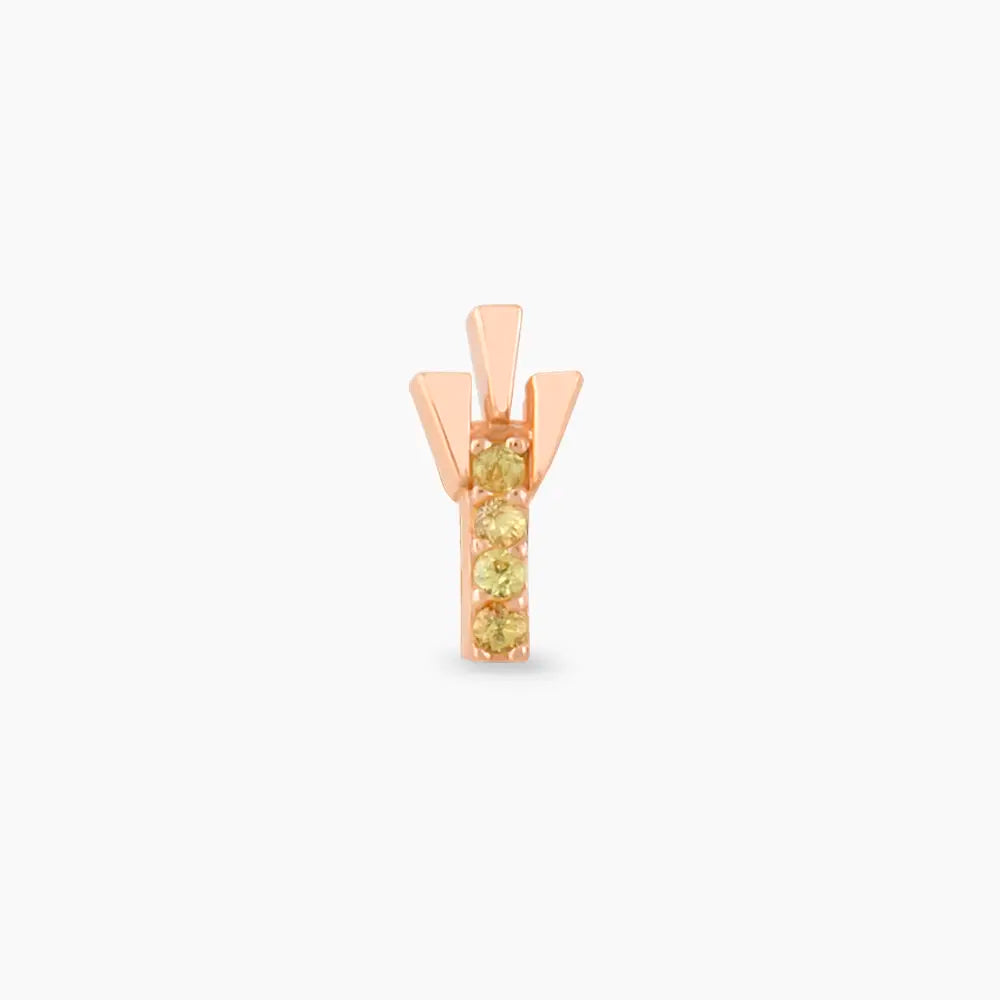 Peace Sarı Safir Rose Altın Piercing