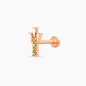 Peace Sarı Safir Rose Altın Piercing