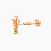 Peace Sarı Safir Rose Altın Piercing