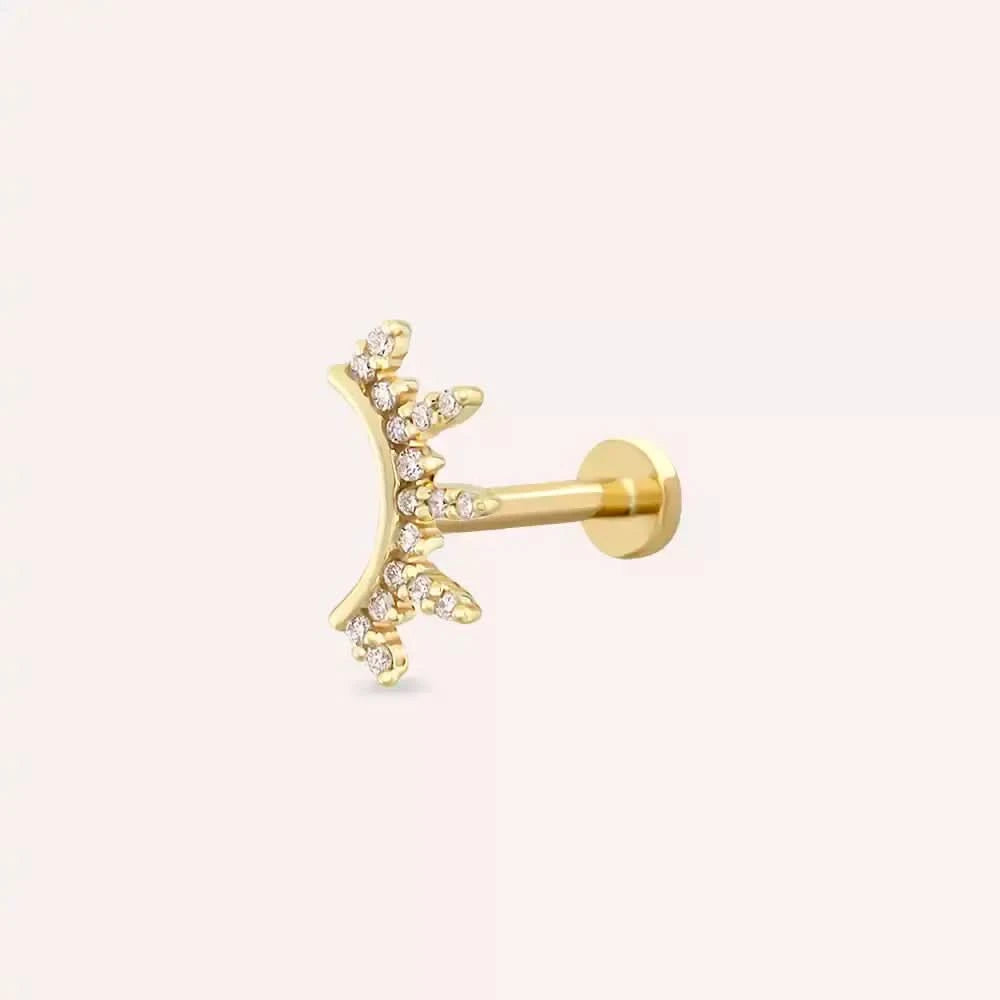 Pearl Pırlanta Taşlı Sarı Altın Piercing