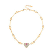 Pembe Baget Taşlı Silindir Kolye