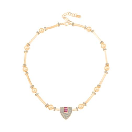 Pembe Baget Taşlı Silindir Kolye