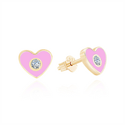 Pembe Kalp İğneli Çocuk Küpe