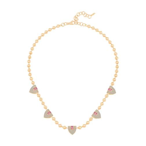 Pembe Taşlı Baget Silindir Kolye