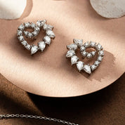 Boucle Damla Kesim Pırlanta Taşlı Beyaz Altın Küpe