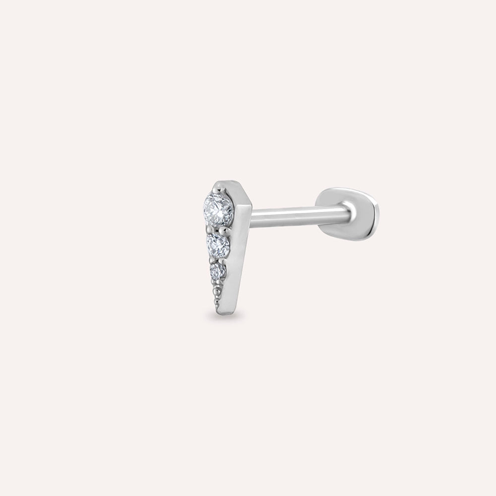Perseus Pırlanta Taşlı Beyaz Altın Piercing