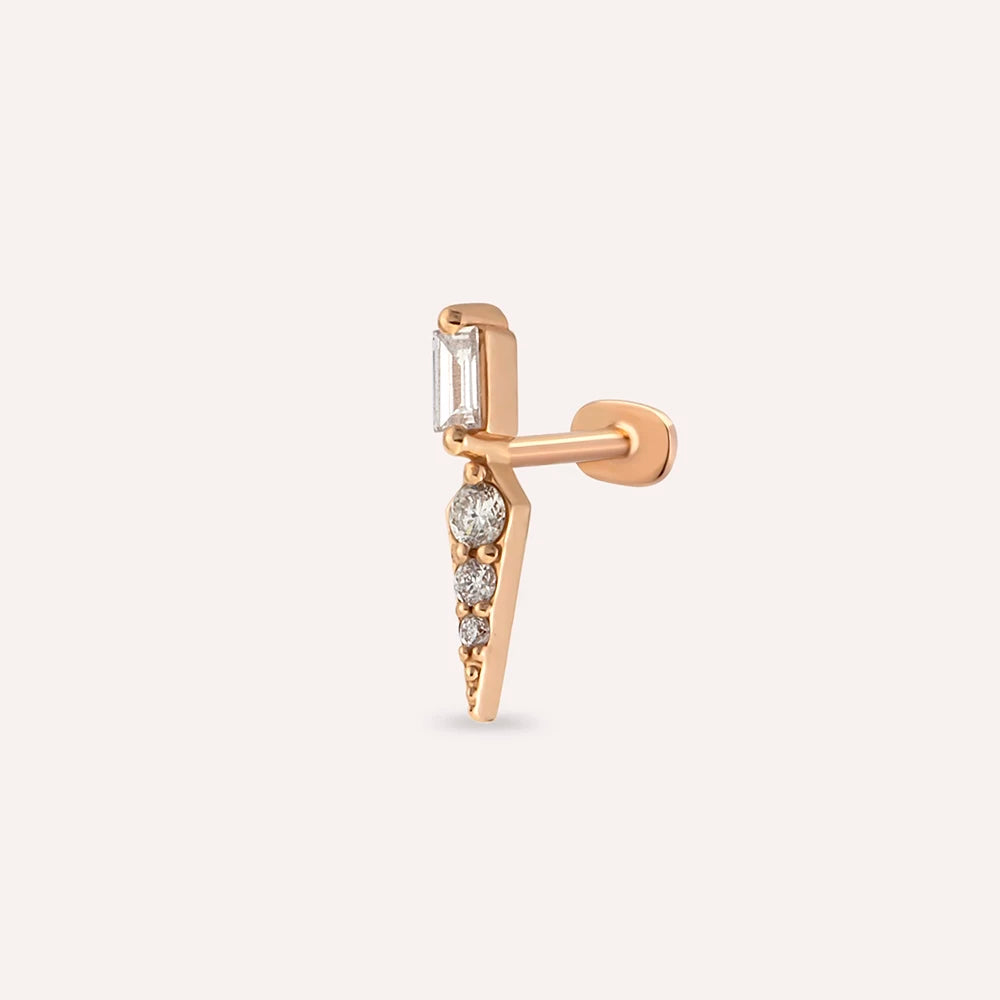 Perseus Pırlanta Taşlı Rose Altın Piercing