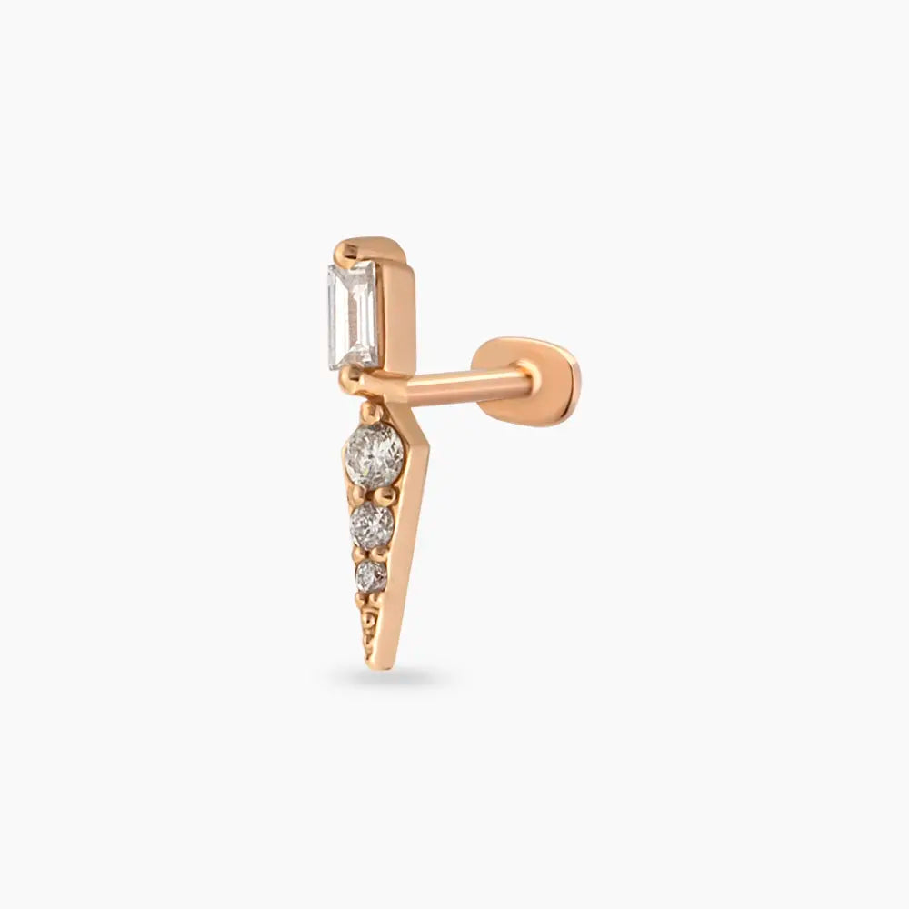 Perseus Pırlanta Taşlı Rose Altın Piercing