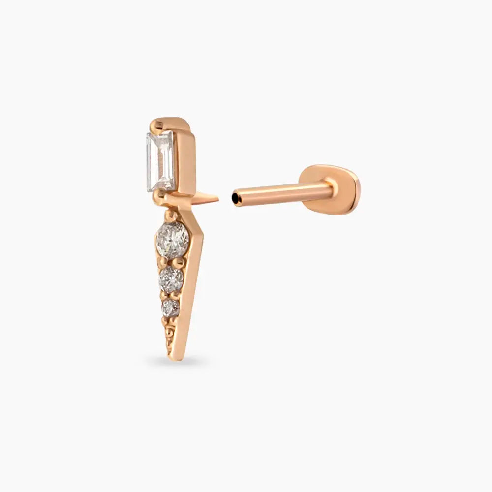 Perseus Pırlanta Taşlı Rose Altın Piercing