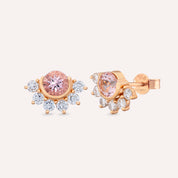 Pery 2.60 CT Morganit ve Pırlanta Taşlı Rose Altın Küpe