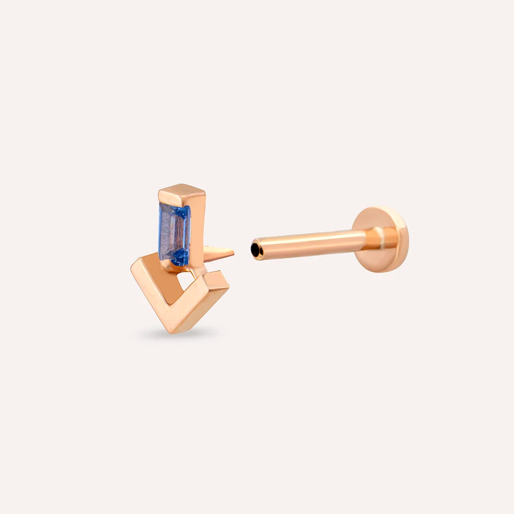 Petra Blue Safir Taşlı Rose Altın Piercing
