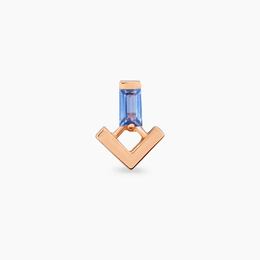 Petra Blue Safir Taşlı Rose Altın Piercing