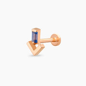 Petra Blue Safir Taşlı Rose Altın Piercing