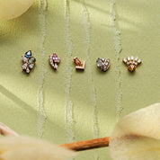 Petra Orange Safir Taşlı Rose Altın Piercing