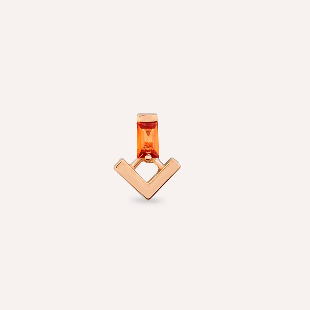 Petra Orange Safir Taşlı Rose Altın Piercing