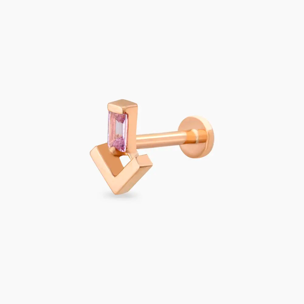 Petra Pink Safir Taşlı Rose Gold Piercing