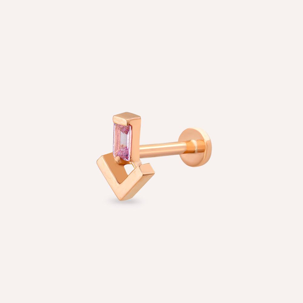 Petra Pink Safir Taşlı Rose Gold Piercing - Tufanlar Kuyumculuk