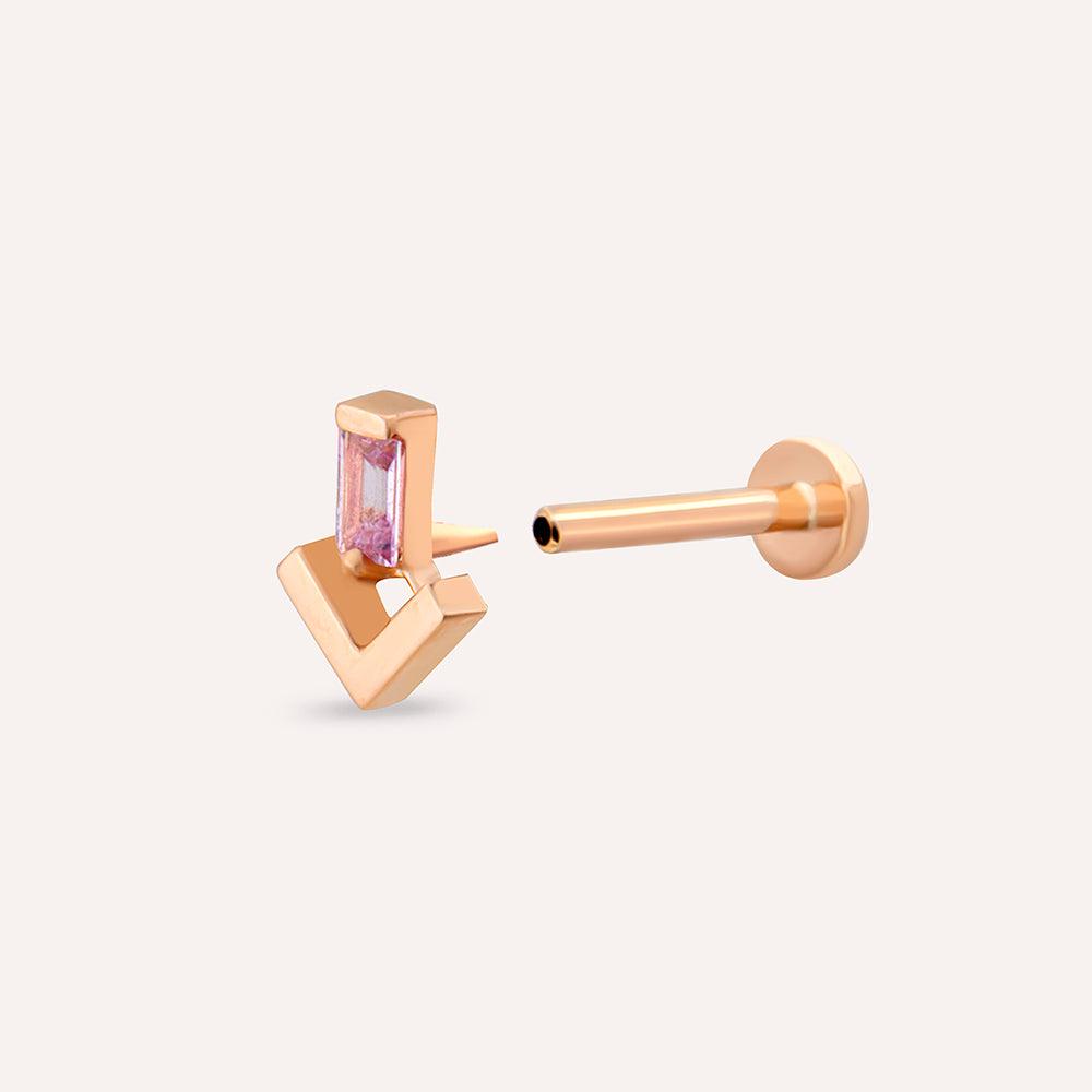 Petra Pink Safir Taşlı Rose Gold Piercing - Tufanlar Kuyumculuk