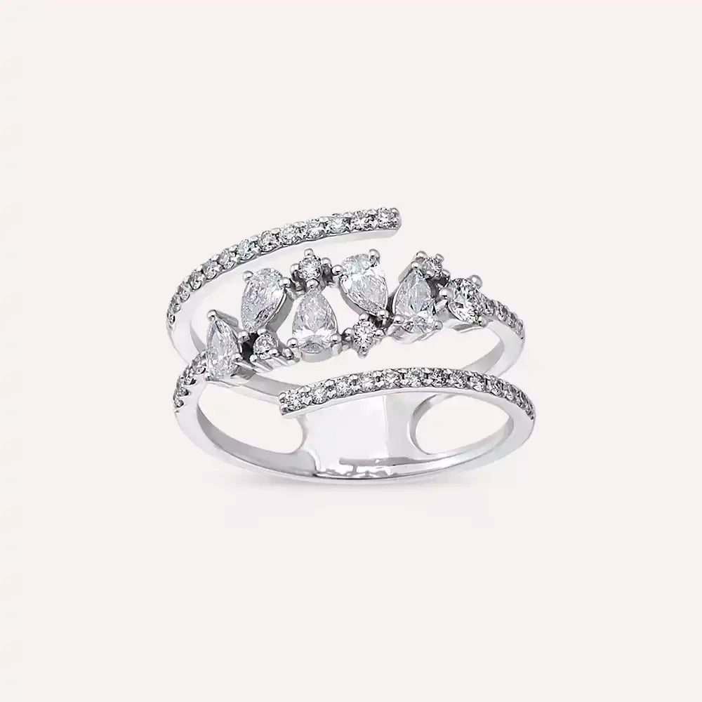 Pia 0.73 CT Damla Kesim Pırlanta Taşlı Beyaz Altın Yüzük