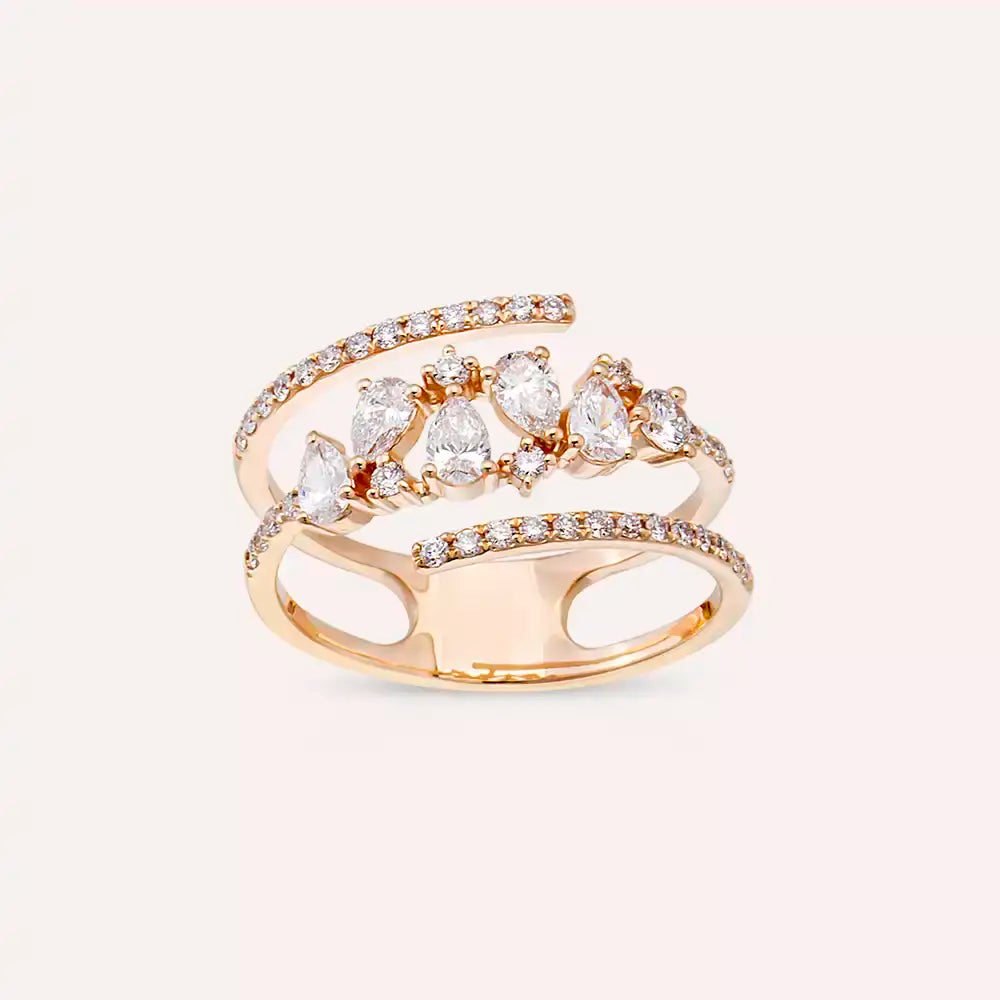 Pia 0.79 CT Damla Kesim Pırlanta Taşlı Rose Altın Yüzük
