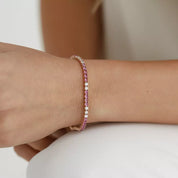 Pink Safir ve Pırlanta Taşlı Rose Altın Suyolu Bileklik