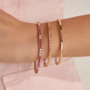 Pink Safir ve Pırlanta Taşlı Rose Altın Suyolu Bileklik