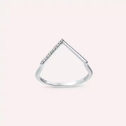 Pırlanta Taşlı Beyaz Altın Minimal V Yüzük