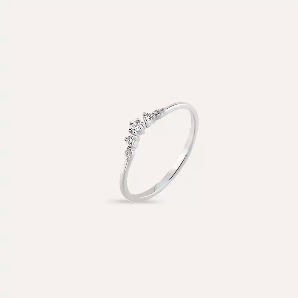 Pırlanta Taşlı Beyaz Altın Yüzük