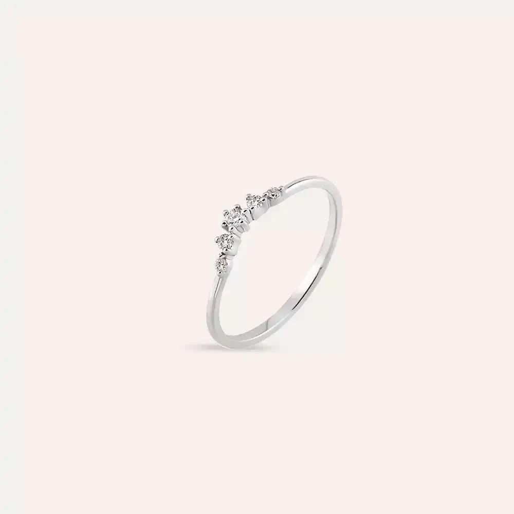 Pırlanta Taşlı Beyaz Altın Yüzük